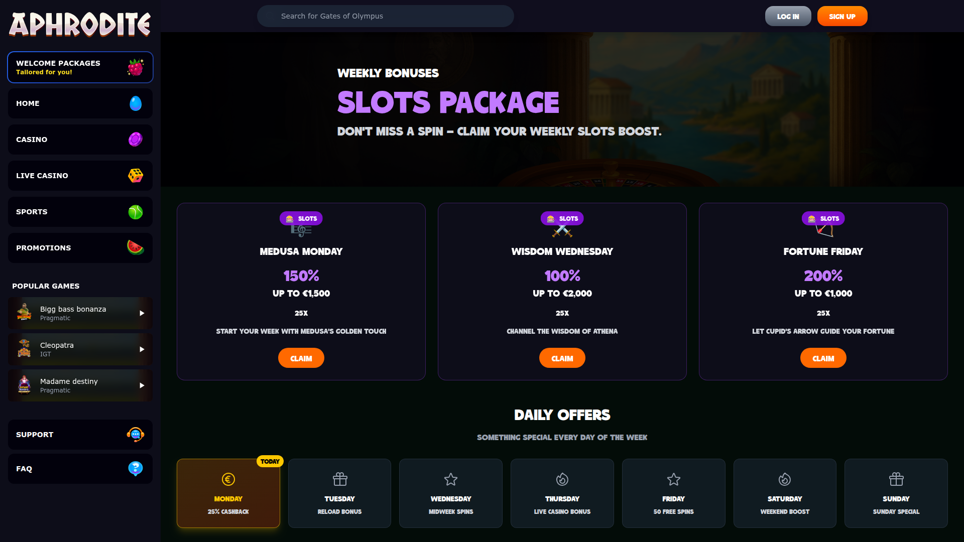 Aphrodite Casino Bonuses